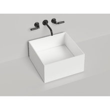 Раковина Salini Armonia Square 02 130512GRH, 45 см, из искусственного камня S-Sense, белый глянцевый, покраска RAL снаружи