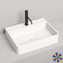 Раковина накладная Salini Ottavia 1103101GRH, 59,5 х 44,5 х 12,5 см, из искусственного камня S-Sense, белый глянцевый, покраска по RAL снаружи