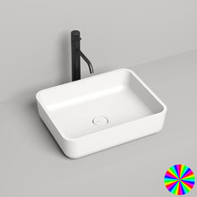 Раковина накладная Salini Gloria 1102209MRH 09, 47,5 х 37,5 х 12 см, из искусственного камня S-Stone, белый матовый, покраска по RAL снаружи