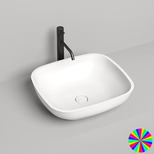 Раковина накладная Salini Gloria 1102208MRH 08, 49,5 х 44,5 х 15 см, из искусственного камня S-Stone, белый матовый, покраска по RAL снаружи