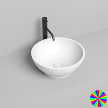 Раковина накладная Salini Gloria 1102203MRH 03, 41,5 х 41,5 х 15 см, из искусственного камня S-Stone, белый матовый, покраска по RAL снаружи