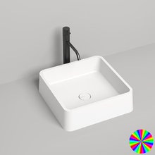 Раковина накладная Salini Gloria 1102202MRH 02, 41,5 х 41,5 х 12,5 см, из искусственного камня S-Stone, белый матовый, покраска по RAL снаружи