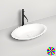 Раковина накладная Salini Callista 1101202SMRH 02, 57,5 х 35 х 8,5 см, из искусственного камня S-Stone, белый матовый, покраска по RAL снаружи