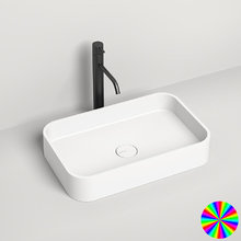 Раковина накладная Salini Callista 1101104GRF 01, 54,5 х 34,5 х 10 см, из искусственного камня S-Sense, белый глянцевый, покраска по RAL полностью