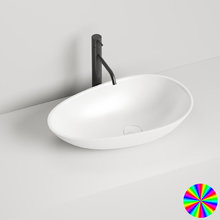 Раковина накладная Salini Paola 1101201SMRH, 58 х 34,5 х 14 см, из искусственного камня S-Stone, белый матовый, покраска по RAL снаружи