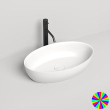 Раковина накладная Salini Alda 110621MRH 01, 58 х 35 х 15 см, из искусственного камня S-Stone, белый матовый, покраска по RAL снаружи