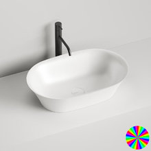 Раковина накладная Salini Mona 110811GRH, 60 х 39 х 16,5 см, из искусственного камня S-Sense, белый глянцевый, покраска по RAL снаружи