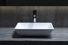 Раковина накладная Salini Callista 03, 57,5 х 35 х 9 см, из материала Sapirit, глянцевая белая, 1101107G