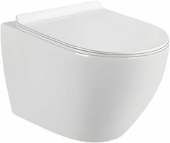 Подвесной унитаз CeramaLux 2197 37 x 49 x 36 см безободковый, сиденье DP, Soft Close, белый