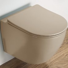 Подвесной унитаз Ceramalux NС, безободковый, крышка микролифт, капучино, 2197MC