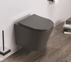 Подвесной безободковый унитаз Ceramalux B2330-2MDH, серый, крышка микролифт