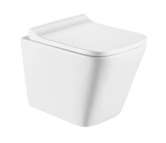 Подвесной унитаз CeramaLux 5171 34 x 49 x 36 см безободковый, сиденье DP, Soft Close, цвет белый