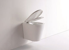 Подвесной унитаз CeramaLux NS 5178 36 x 51.5 x 37 см безободковый, сиденье ультратонкое, Soft Close, крышка микролифт