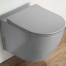 Подвесной унитаз Ceramalux NС, безободковый, крышка микролифт, светло-серый матовый, 2197MH