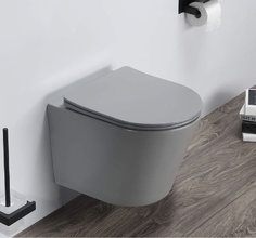 Подвесной безободковый унитаз Ceramalux B2330-3MH, светло-серый, крышка микролифт