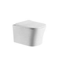 Подвесной безободковый унитаз CeramaLux 2618E, крышка микролифт, тонкая, белый