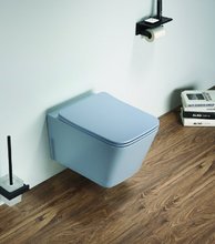 Подвесной унитаз Ceramalux NС, безободковый, крышка микролифт, голубой матовый, 5170MHL