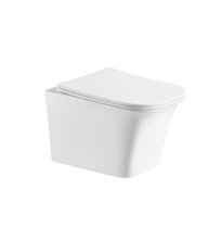 Подвесной безободковый унитаз CeramaLux 2622E, крышка микролифт, тонкая, белый