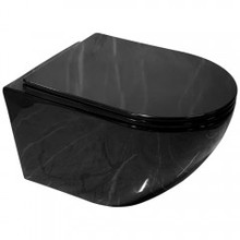 Подвесной унитаз CeramaLux 2196-18, безободковый, сиденье с микролифтом, цвет черный