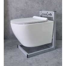 Подвесной унитаз CeramaLux 2196-2, безободковый, сиденье с микролифтом, цвет белый