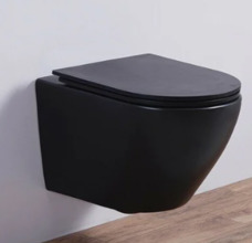 Подвесной унитаз CeramaLux Tornado, 5177MB, безободковый, крышка-сиденье с микролифтом, черный матовый