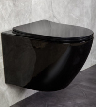 Подвесной унитаз CeramaLux, 2197B-18, безободковый, сиденье с микролифтом, черный