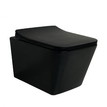 Подвесной унитаз Ceramalux безободковый, крышка микролифт, черный матовый, 5170МВ