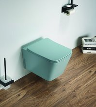 Подвесной унитаз Ceramalux NС, безободковый, крышка микролифт, зеленый матовый, 5170MLG