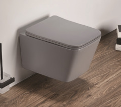 Подвесной унитаз Ceramalux NС, безободковый, крышка микролифт, светло-серый матовый, 5170MH