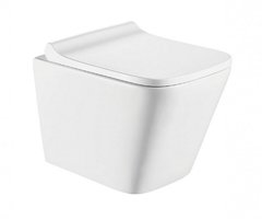 Подвесной унитаз Ceramalux 5171 безободковый, крышка микролифт, белый, 5171GW