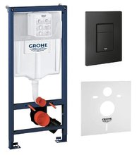 Инсталляция для унитаза 5 в 1 Grohe Rapid, клавиша черная матовая, звукоизоляция, крепления, 1000046