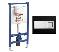 Инсталляция для подвесного унитаза Pestan Fluenta SET40006356DB с клавишей DIAMOND черная