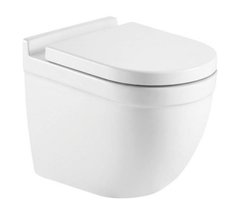 Подвесной унитаз CeramaLux 2198MW 36 x 52 x 41 см безободковый, сиденье DP, Soft Close, цвет белый матовый, крышка микролифт