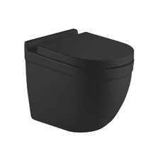 Подвесной унитаз CeramaLux 2198MB 36 x 52 x 41 см безободковый, сиденье DP, Soft Close, цвет черный матовый, крышка микролифт