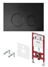 Инсталляция для унитаза Tece Tecespring S955104, панель смыва черная матовая, крепеж, белый, комплект 4 в 1