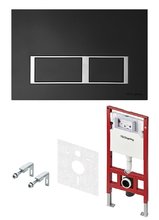 Инсталляция для унитаза 4 в 1 TECEspring V S955202, панель смыва черная матовая с хромированным контуром