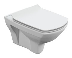 Подвесной безободковый унитаз Cersanit Carina XL Clean On DPL EO slim, крышка-сиденье с микролифтом, белый, S-MZ-CARINA-XL-COn-S-DL-w, 62955