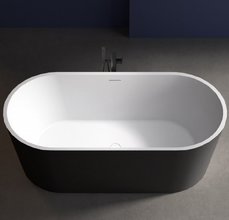 Ванна акриловая Abber 170 х 80 x 60 см, отдельностоящая, цвет белый, внешняя панель черная матовая, AB9209MB