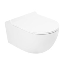 Подвесной безободковый унитаз Cezares Molveno CZR-2468-TH-R/CZR-2011-SC, сиденье SoftClose, белый