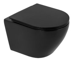Подвесной унитаз BelBagno Colorato BB062CHR-MB/BB062SC-MB, сиденье микролифт, безободковый, черный матовый