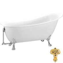 Ванна акриловая BelBagno 170 х 76 см, BB06-1700/BB04-SUP/BB-LEG-LION-ORO, ножки золото