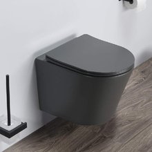 Подвесной унитаз Comforty безободковый, с быстросъёмным сиденьем из дюропласта SoftClose, графит матовый, 00-00007648 (105MDH)