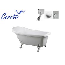 Ванна акриловая отдельностоящая Ceruttispa VITO 170, CT9321, 170 x 74 см на львиных алюминиевых лапах хром, CT9321