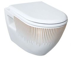 Подвесной унитаз Creavit TP Decor TP325, с функцией биде, декор золото/круги