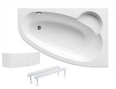 Акриловая ванна Ravak Asymmetric 170 x 110 см, с опорой и фронтальной панелью, правая, белая, C491000000