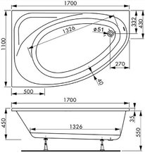 Акриловая ванна Vagnerplast Hapi 170 х 110 см, левая/правая (VPBA170HAP3LX-04)