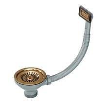 Слив-перелив Paulmark для кухонной мойки, брашированное золото, PM2022-BG