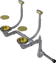 Арматура для двухчашевых моек Omoikiri WK-2C-LG 4956497 с прямоугольными переливами, светлое золото