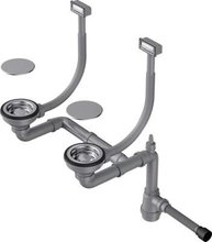 Арматура для двухчашевых моек Omoikiri WK-2C-IN 4956476 с прямоугольными переливами, нержавеющая сталь