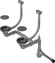 Арматура для двухчашевых моек Omoikiri WK-2C-GM 4956498 с прямоугольными переливами, воронёная сталь, gunmetal